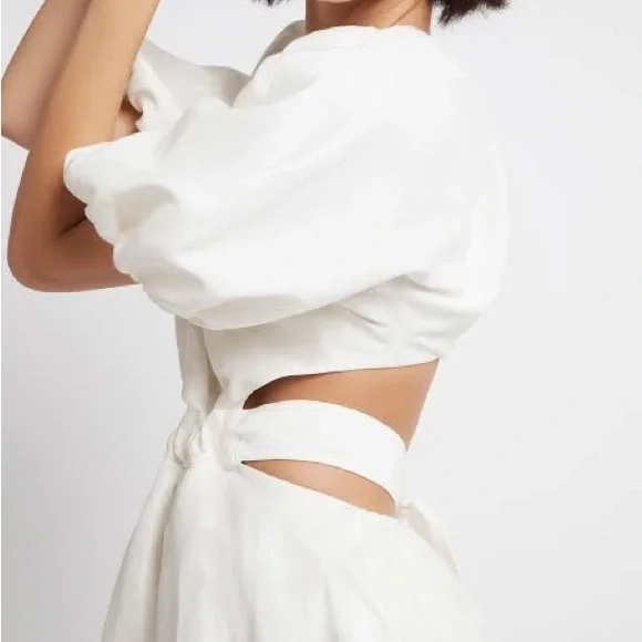 Aje Mimosa Cut Out Midi Dress - ivory - size 8 - Picture 5 of 7